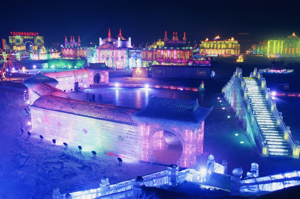 January 2005, Harbin, Heilongjiang Province, China --- Ice and Snow World at Harbin Ice Sculpture Festival --- Image by © Redlink/Corbis